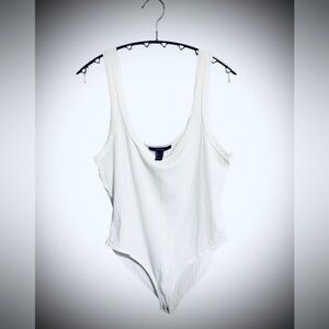 Forever 21 Ivory Ribbed Knit Body Suit
